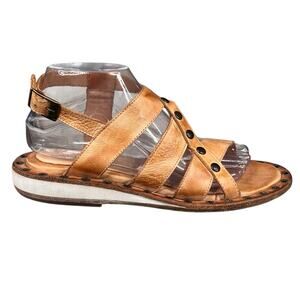 Bed Stu Women’s Kavala Brown Leather Studded Gladiator Sandal Size US 8